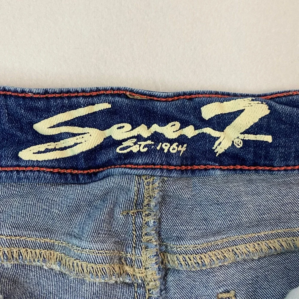 Seven7 Distressed Jeans‎ Womens Slim Straight Leg Medium Wash Denim Size 10 EUC